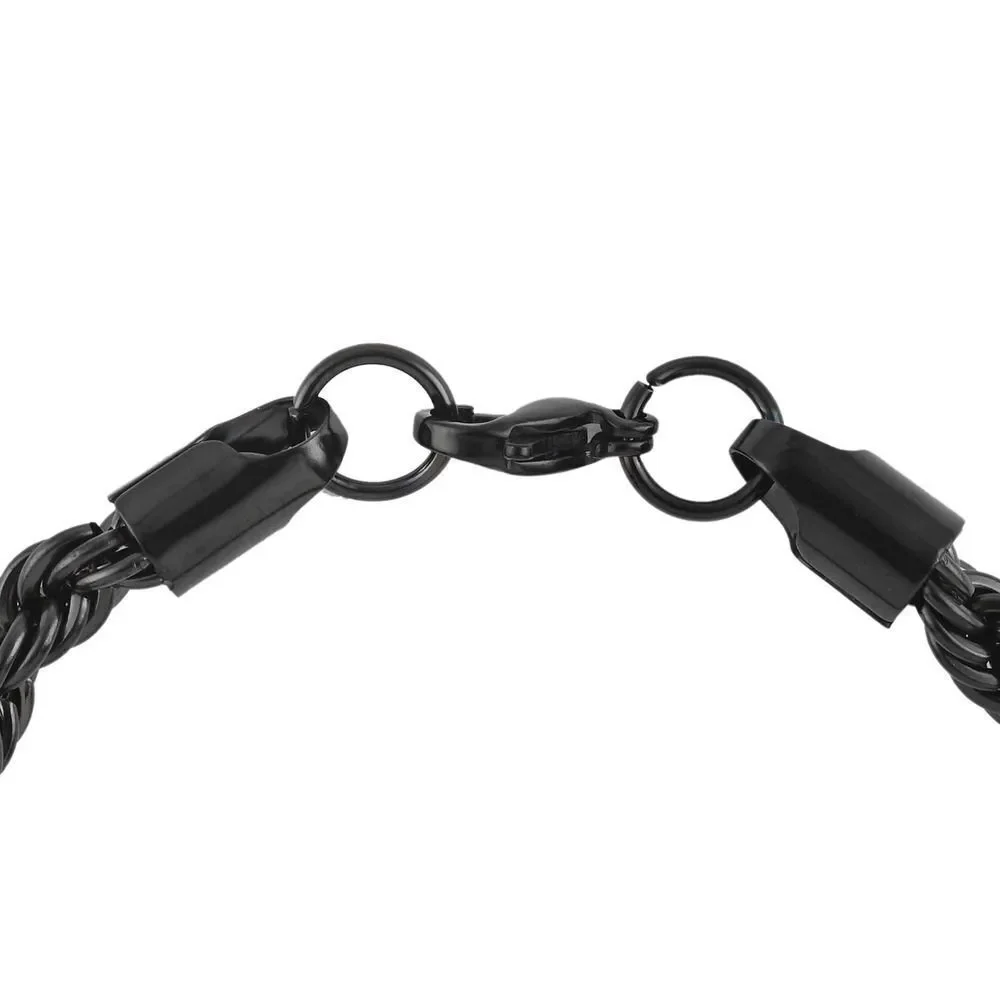 4 FOR $20 Rope Bracelet in ION Plated Black Stainless Steel (8.00 In)
